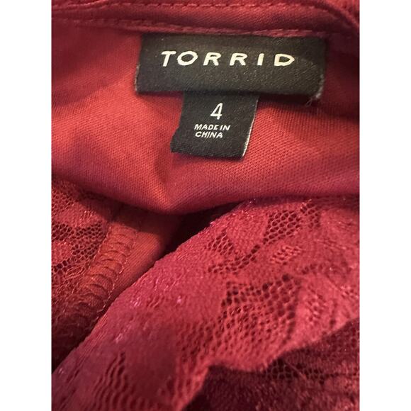Torrid Babydoll Stretch Lace Cold Shoulder Top Biking Red Plus Size 4 4X - Picture 8 of 15